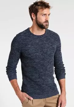 Свитер VINCE LS BUBBLE CREW NECK W NOOS Selected, темно-сапфир/переплетенный синий мираг