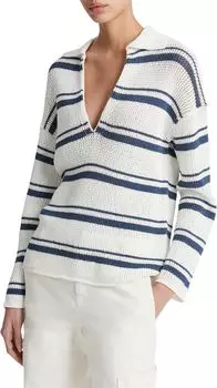 Свитер Vince Racked Ribbed Stripe Pullover, цвет Off White Combo