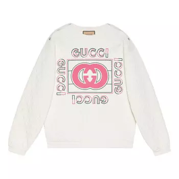 Свитер vintage logo quilted sweatshirt 'white pink' Gucci, белый
