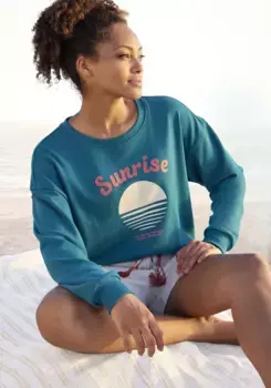 Свитер Vivance "-Пуловер", с красивым принтом спереди, одежда для дома, цвет Petrol