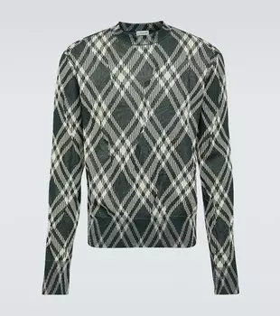 Свитер в клетку из смесового хлопка Burberry, зеленый