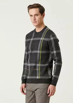 Свитер в клетку с контрастными полосками антрацитового цвета Beymen