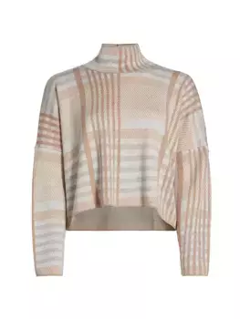 Свитер в клетку с воротником-воронкой в клетку Birdseye Stellae Dux, цвет birdseye plaid