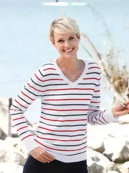 Свитер в полоску Classic Basics "Пуловер", цвет Wei-Rot-Geringelt