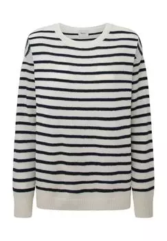 Свитер, в полоску, на манжетах в рубчик, женский Pepe Jeans, цвет Mousse Whit