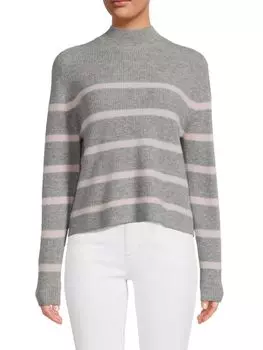 Свитер в полоску ребристой вязки Amicale, серый