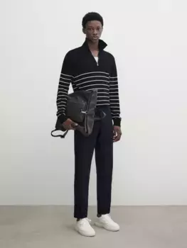 Свитер в полоску с молнией Massimo Dutti, синий