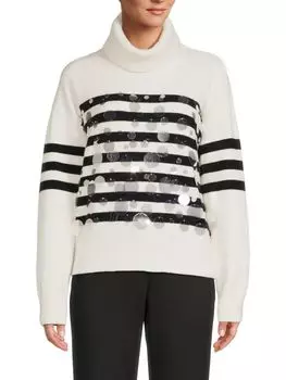 Свитер в полоску с украшением Karl Lagerfeld Paris, цвет Soft White