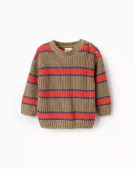 Свитер в полоску в рубчик для мальчика, 100% хлопок Zippy, серый