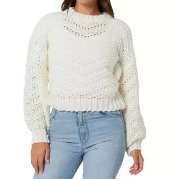 Свитер в полоску зигзаг Luna цвета плюща MINKPINK, цвет ivy