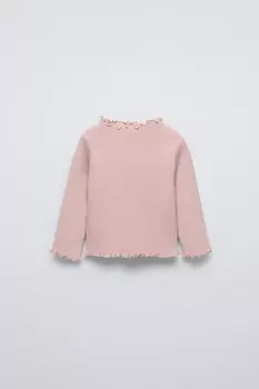 Свитер в ребристую трикотажную платье ZARA, светло-розовый