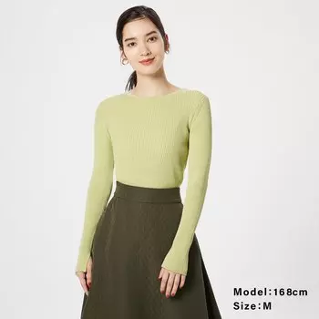 Свитер в рубчик из искусственного нейлона PLST, зеленый