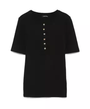 Свитер в рубчик из смесового хлопка Anine Bing, черный