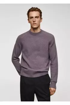 Свитер в рубчик Mango, фиолетовый