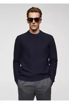 Свитер в рубчик Mango, темно-синий