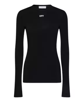 Свитер в рубчик R с логотипом Off White, черный