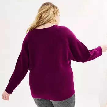 Свитер в рубчик размера «летучая мышь» Nine West больших размеров Nine West