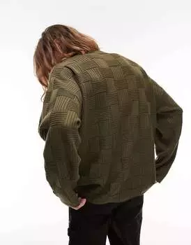 Свитер в рубчик с абстрактной текстурой Topman цвета хаки