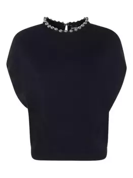 Свитер в рубчик с бисером EMPORIO ARMANI, черный