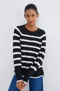 Свитер в рубчик с круглым вырезом Next, черный