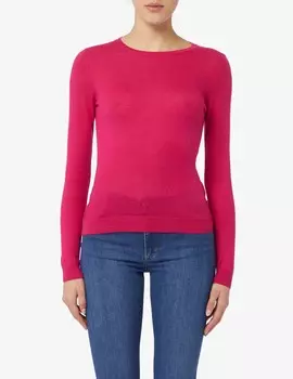 Свитер в рубчик с круглым вырезом Pure Cashmere, фуксия