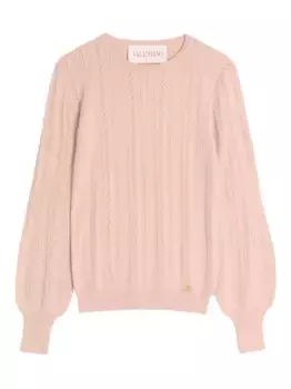 Свитер в рубчик с логотипом VLogo Signature VALENTINO GARAVANI, розовый