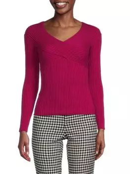 Свитер в рубчик с перекрестием Bcbgmaxazria, цвет Sangria