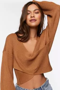 Свитер в рубчик с перекрестием Forever 21, кэмел