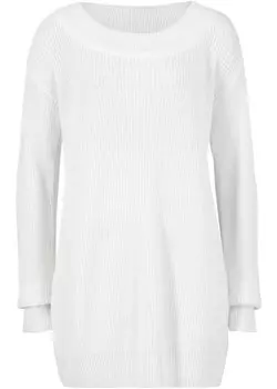 Свитер в рубчик с узором «подводная лодка» Bpc Bonprix Collection, белый