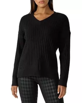 Свитер в рубчик с V-образным вырезом Sanctuary, цвет Black