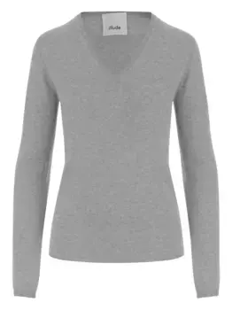 Свитер в рубчик с V-образным вырезом ALLUDE, серый