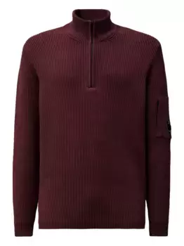 Свитер в рубчик с воротником на молнии C.P. Company, красный