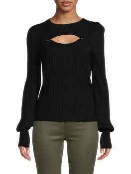 Свитер в рубчик с вырезом Design 365 Black