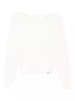 Свитер в рубчик с вырезом-лодочкой VICTORIA BECKHAM, нейтральный