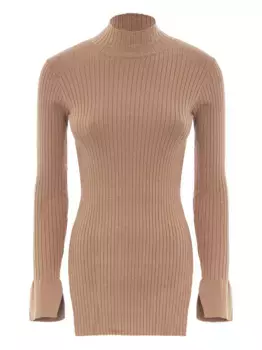 Свитер в рубчик с высоким воротником Akep, коричневый