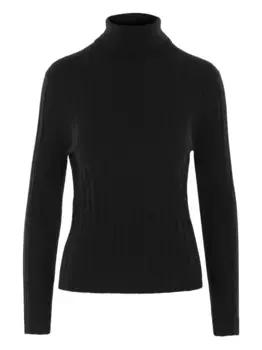 Свитер в рубчик с высоким воротником ALLUDE, черный