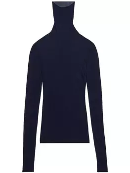 Свитер в рубчик с высоким воротником AMI Paris, синий