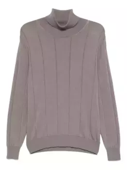 Свитер в рубчик с высоким воротником Eleventy, серый