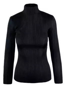 Свитер в рубчик с высоким воротником Elisabetta Franchi, черный