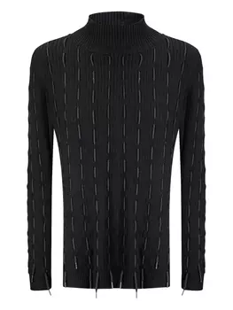 Свитер в рубчик с высоким воротником INSTITUTION, черный