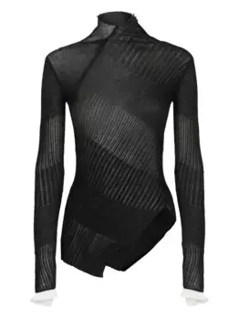 Свитер в рубчик с высоким воротником Y's, черный