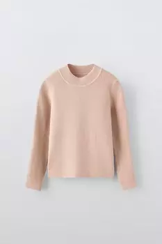Свитер в рубчик ZARA, коричневый/серо-коричневый