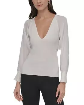 Свитер в смешанной технике DKNY, слоновая кость/кремовый