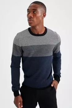 Свитер в стиле колор-блок Defacto, черный