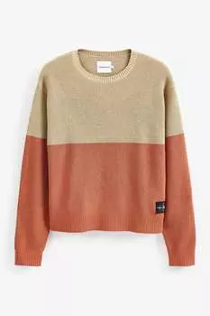 Свитер в стиле колор-блок для мальчика Calvin Klein Jeans, коричневый