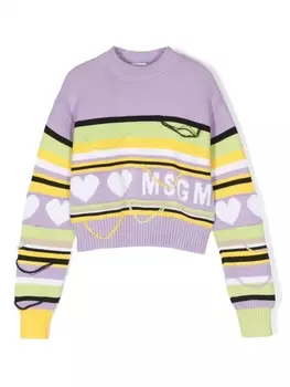 Свитер в стиле колор-блок MSGM Kids, фиолетовый