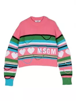 Свитер в стиле колор-блок MSGM Kids, розовый