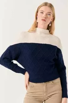 Свитер в стиле колор-блок с заниженными рукавами Jimmy Key, бежевый