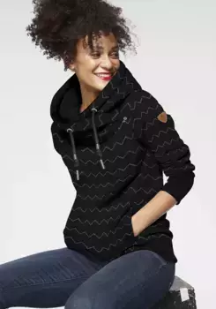 Свитер в стиле рэгвир "GRIPY BUTTON CHEVRON O", толстовка с высоким шалевым воротником и декоративной отделкой пуговицами Ragwear, черный