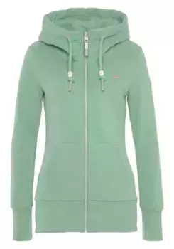 Свитер в стиле рэгвир "Sweatshirt NESKA ZIP", с высоким воротником, капюшоном и практичными боковыми карманами Ragwear, зеленый